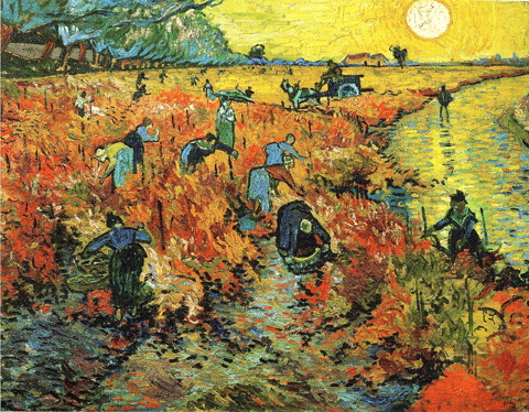 reproductie De rode wijngaard van Vincent van Gogh